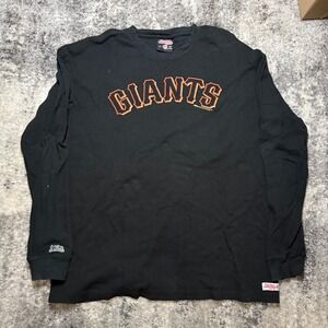 Stitches SF Giants Mens 2XL Black Waffle Knit Thermal Long Sleeve MLB Shirt